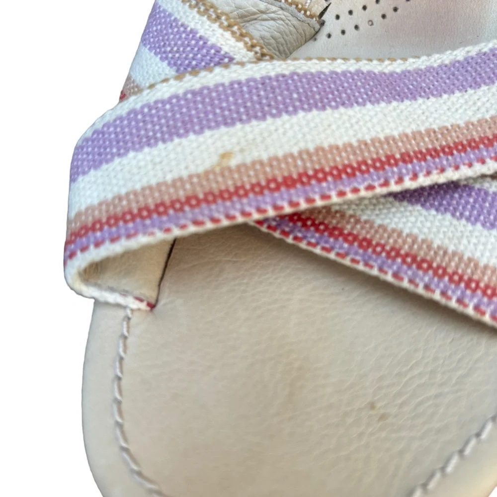 UGG Women’s 8 1/2 Nyssa Canvas & Leather Striped Slingback Wedge Sandals